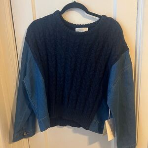 Cocogallu Navy and Blue Cable Knit Sweater